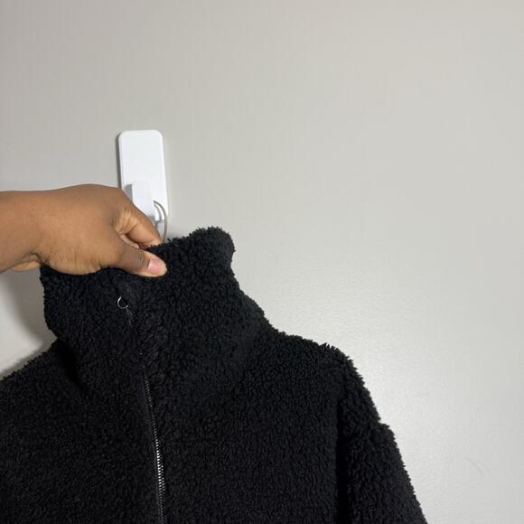 LULULEMON Women’s Black Cinchable Cropped Fleece Zip-Up Jacket Size 0 Fuzzy - Picture 7 of 9